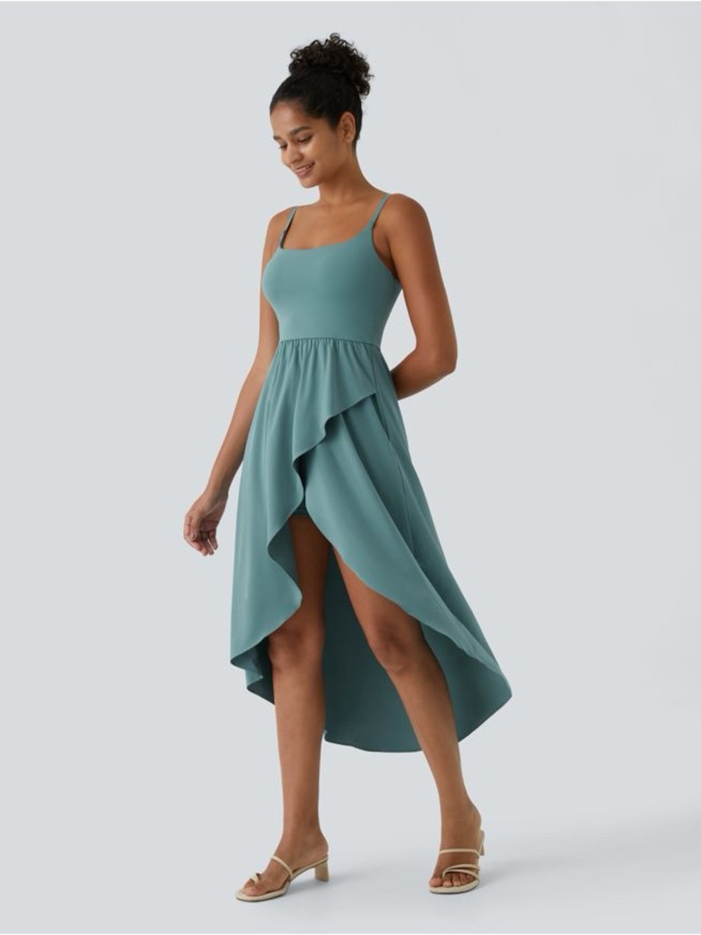 HALARA Breezeful High Low Quick Dry Dress Stone Blue Size Medium